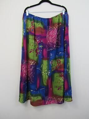 Maggie Sweet 2X Colorful Maxi Skirt Abstract Pattern Vibrant Floral Swirl